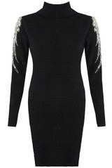 Embellished Shoulder Knitted Jumper Dress