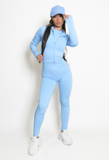 Ribbed Active Zip Up Three Piece Set