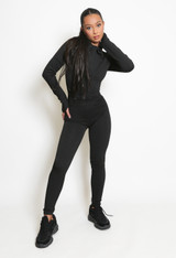 Ribbed Active Zip Up Three Piece Set