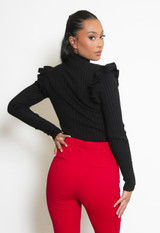 Buttons Trim Ribbed Jumper