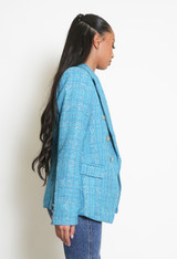 Tweed Check Double Breasted Blazer