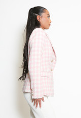 Metallic Check Double Breasted Blazer