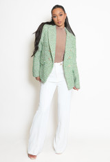 Green Tweed Double Breasted Blazer