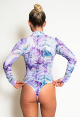 Marble Print Sheer Bodysuit