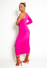 Ruched One Shoulder Midi Dress