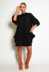 Layered Frill Shirt Dress