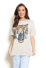 Glamour Tiger Print Round Neck T-Shirt