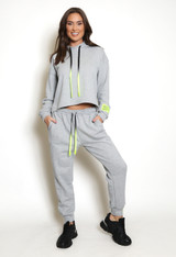 Neon Tag Patch Trim Hoodie And Joggers Set