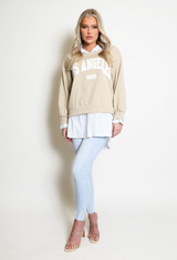 Light Weight Slogan Sweatshirts with Shirt Hem
