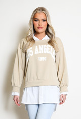 Light Weight Slogan Sweatshirts with Shirt Hem