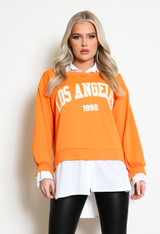Light Weight Slogan Sweatshirts with Shirt Hem