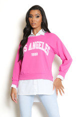 Light Weight Slogan Sweatshirts with Shirt Hem