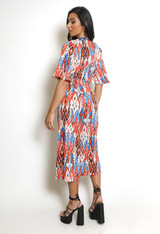 Printed Tie Front Wide Leg Jumpsuit