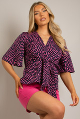 Printed Kimono Knot Top