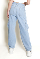 Denim Wide Leg Cargo Jeans