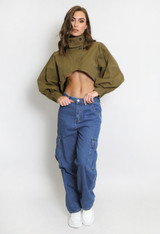 Denim Wide Leg Cargo Jeans