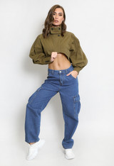 Denim Wide Leg Cargo Jeans