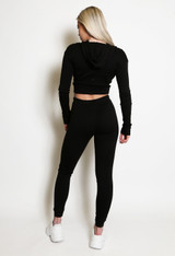 Cropped Zip Front Hoodie And Ribbed Leggings Set