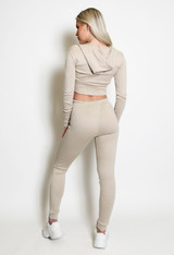 Cropped Zip Front Hoodie And Ribbed Leggings Set