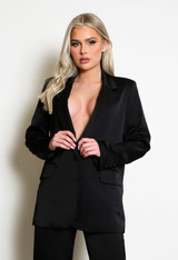 Luxe Satin Tailored One Button Blazer