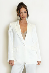 Luxe Satin Tailored One Button Blazer