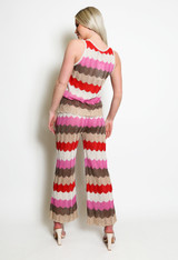 Zig Zag Knit Wide Leg Trouser And Vest Set