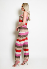 Zig Zag Knit Wide Leg Trouser And Vest Set