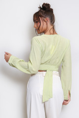 Plunged Tie Up Blouse