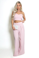 Bandeau Crop Top And Wide Leg Trousers Set