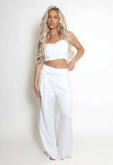 Bandeau Crop Top And Wide Leg Trousers Set