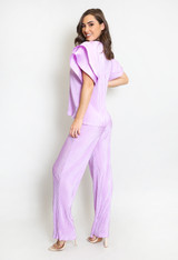 Exaggerated Sleeve Plisse Trouser Set