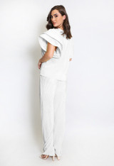 Exaggerated Sleeve Plisse Trouser Set