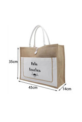 Woven Canvas Slogan Tote Bag 