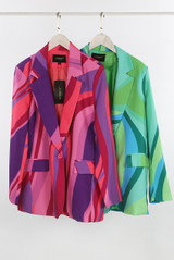 Multicolour Printed Double Breasted Blazer