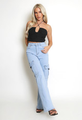 Keyhole Ruched Chiffon Crop Top