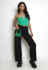 Keyhole Ruched Chiffon Crop Top