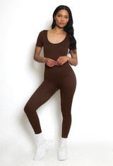 Ribbed Wide Neck Unitard 