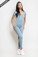 Ribbed Wide Neck Unitard 