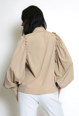 Embellished Frilled Shoulder Blouse