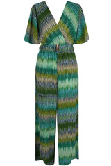 Belted Printed Wide Leg Jumpsuit