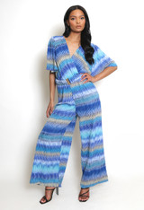 Belted Printed Wide Leg Jumpsuit