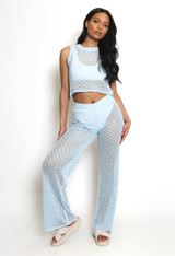 Pointelle Knit Top And Trouser Set