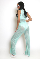 Pointelle Knit Top And Trouser Set
