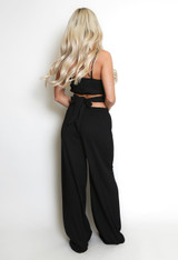 Tie Back Crop Top And Wide Leg Trouser Set