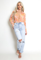 Water Colour Print Chiffon Blouse