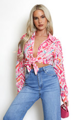 Water Colour Print Chiffon Blouse