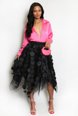 Circle Applique Tulle Midi Skirt 