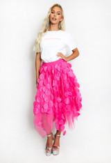 Circle Applique Tulle Midi Skirt 