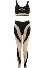 Mesh Insert Crop Top And Stirrup Legging Set