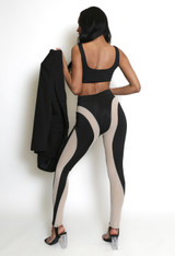 Mesh Insert Crop Top And Stirrup Legging Set